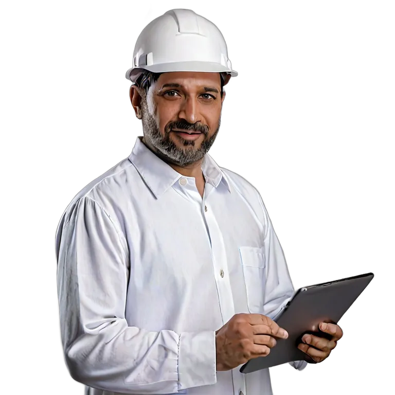 白いヘルメットをかぶったアラブ系中年男性エンジニア 透過 PNG 画像 フリー素材 #39937