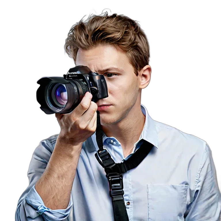 人間 仕事 白人の若い写真家 透過 PNG 画像 フリー素材 #39861