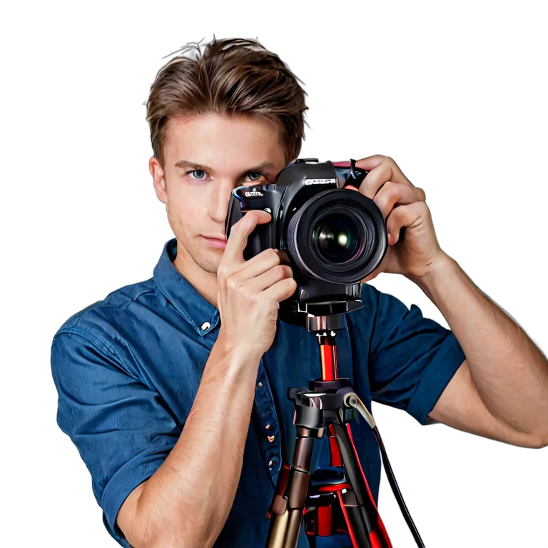 人間 仕事 白人の若い写真家 透過 PNG 画像 フリー素材 #39862