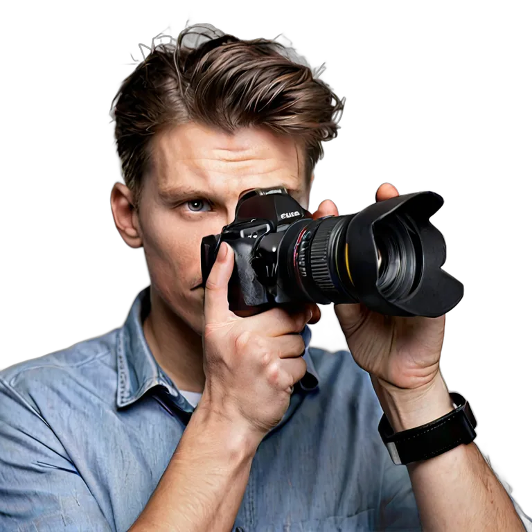 人間 仕事 白人の若い写真家 透過 PNG 画像 フリー素材 #39863