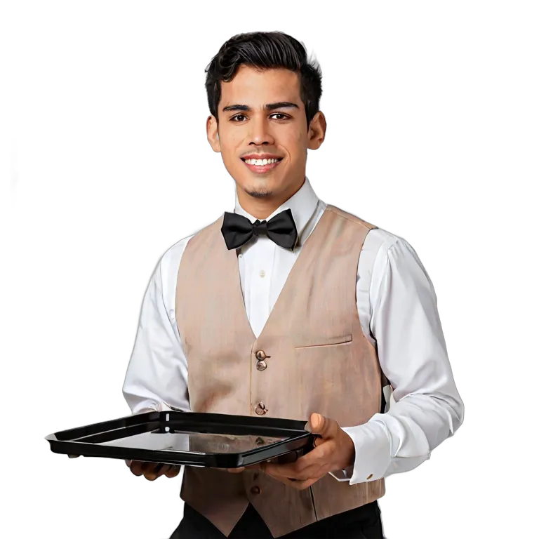 ヒスパニック系の若い男性ウェイター 透過 PNG 画像 フリー素材 #39945