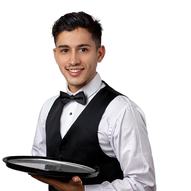 ヒスパニック系の若い男性ウェイター 透過 PNG 画像 フリー素材 #39946