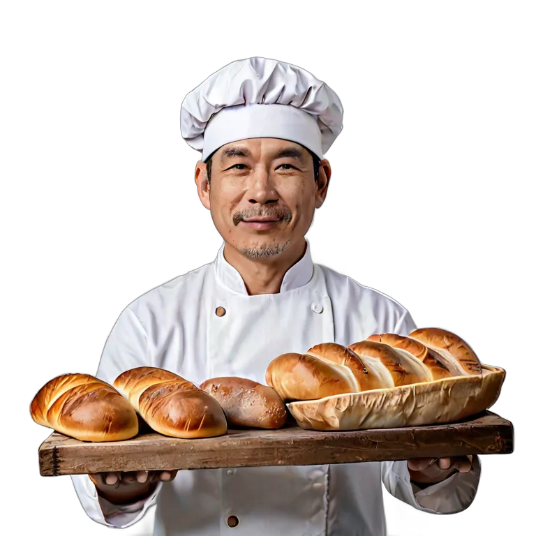 人間 仕事 中年の日本人男性パン職人 透過 PNG 画像 フリー素材 #39897