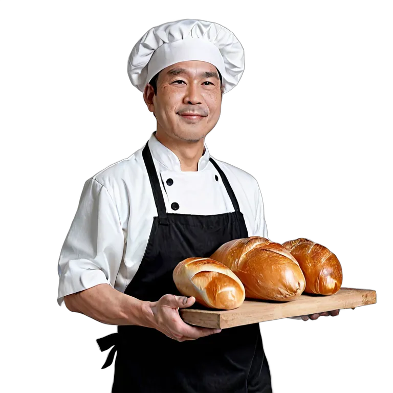 人間 仕事 中年の日本人男性パン職人 透過 PNG 画像 フリー素材 #39898