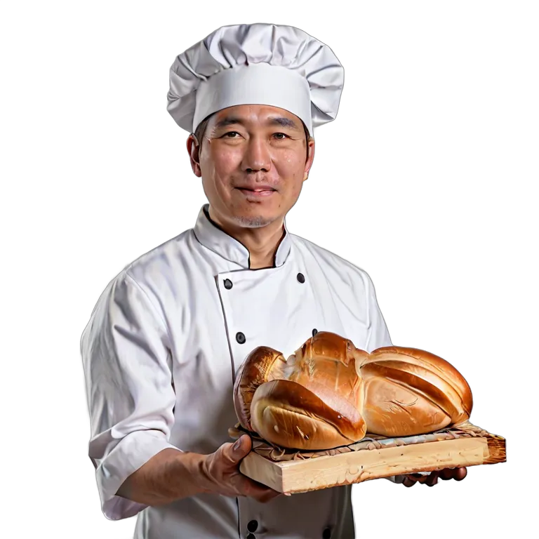 人間 仕事 中年の日本人男性パン職人 透過 PNG 画像 フリー素材 #39901