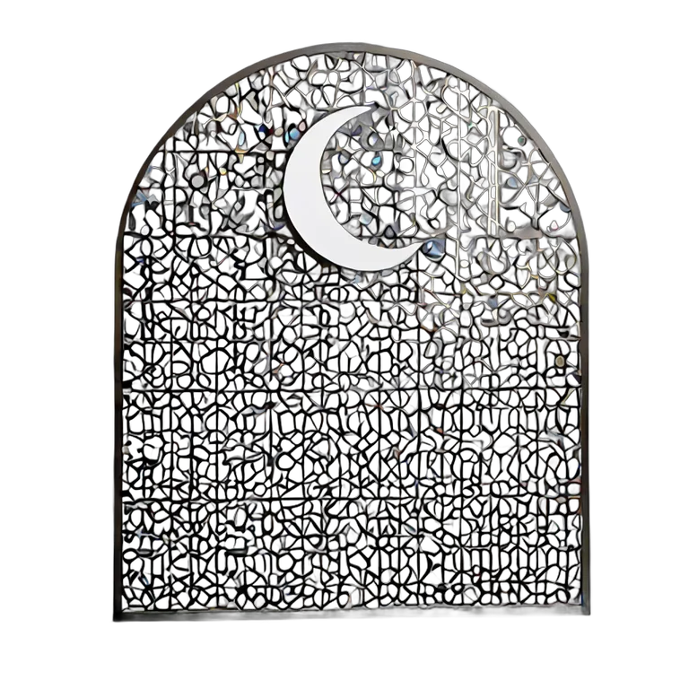 行事 ラマダン 月と星の模様の装飾金属スクリーン 透過 PNG 画像 フリー素材 #17709