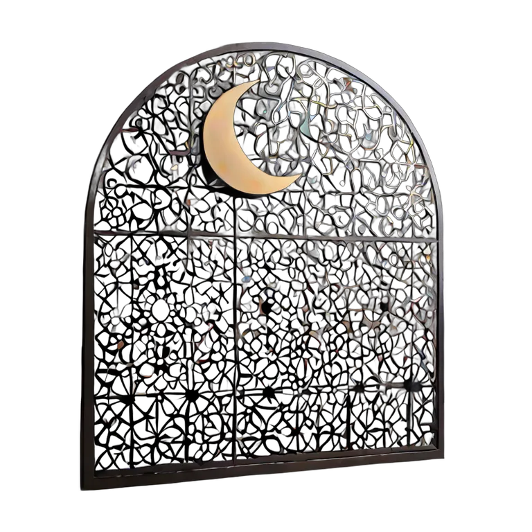 行事 ラマダン 月と星の模様の装飾金属スクリーン 透過 PNG 画像 フリー素材 #17711