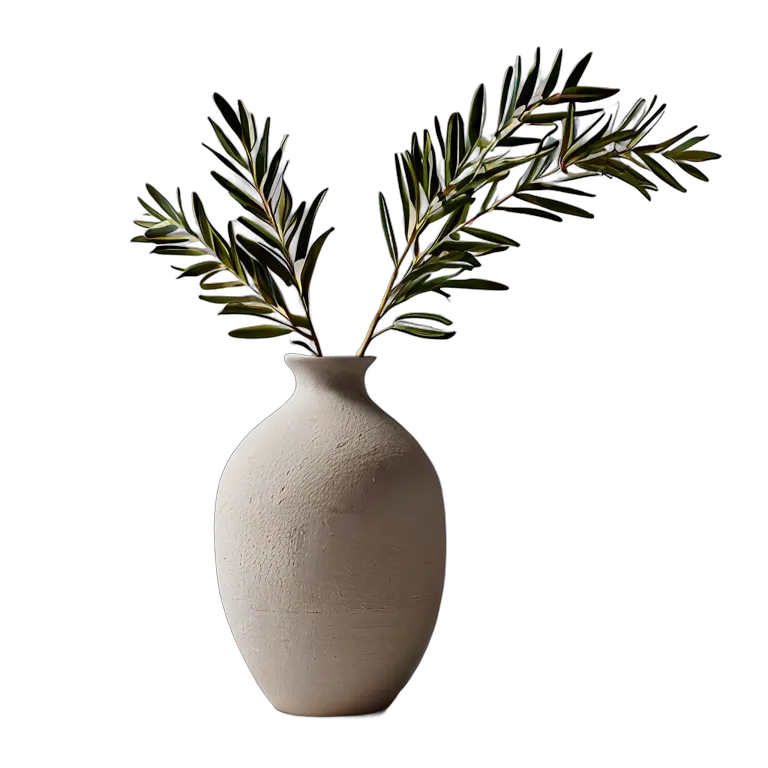 Occasion Ramadan minimalist-ceramic-vase-with-olive-branches Transparent PNG Image Free Resource #17721