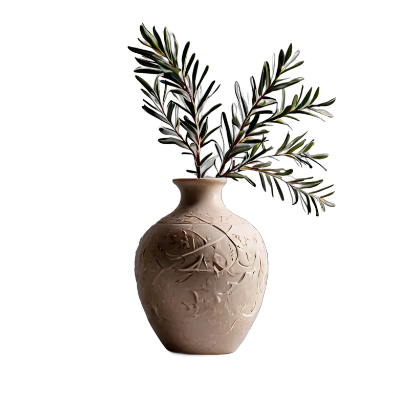 Occasion Ramadan minimalist-ceramic-vase-with-olive-branches Transparent PNG Image Free Resource #17724