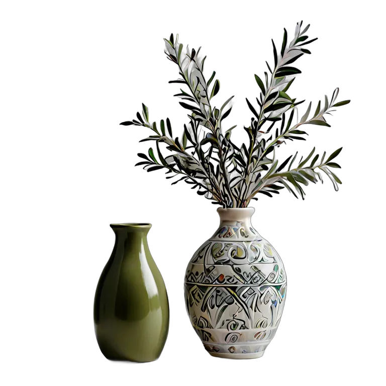 Occasion Ramadan minimalist-ceramic-vase-with-olive-branches Transparent PNG Image Free Resource #17725