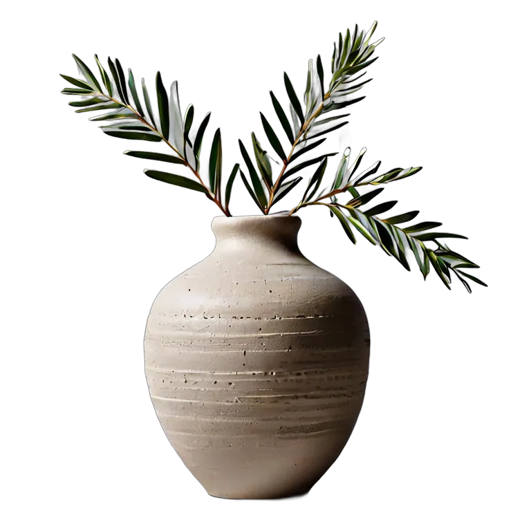 Occasion Ramadan minimalist-ceramic-vase-with-olive-branches Transparent PNG Image Free Resource #17733