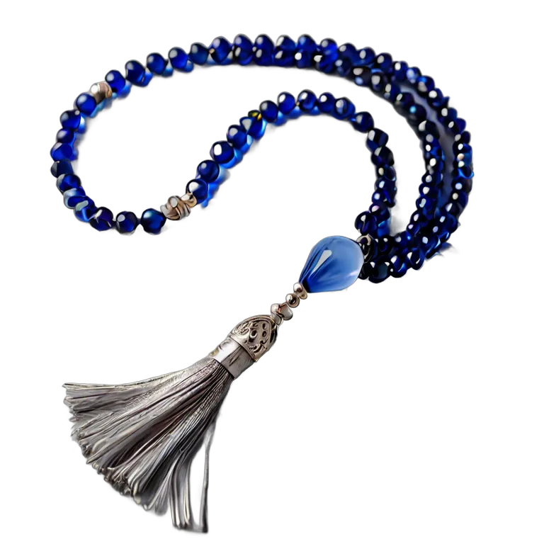 行事 ラマダン モダンなブルーガラスのミスバハとシルバーのタッセル 透過 PNG 画像 フリー素材 #17695