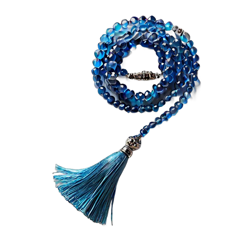 行事 ラマダン モダンなブルーガラスのミスバハとシルバーのタッセル 透過 PNG 画像 フリー素材 #17696