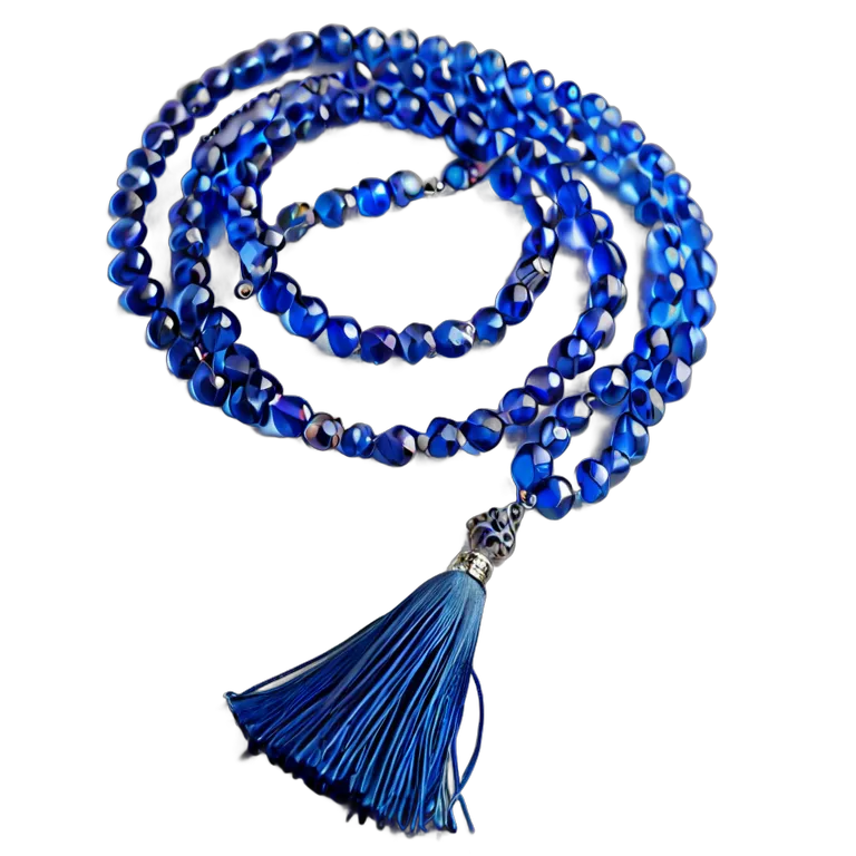 行事 ラマダン モダンなブルーガラスのミスバハとシルバーのタッセル 透過 PNG 画像 フリー素材 #17697