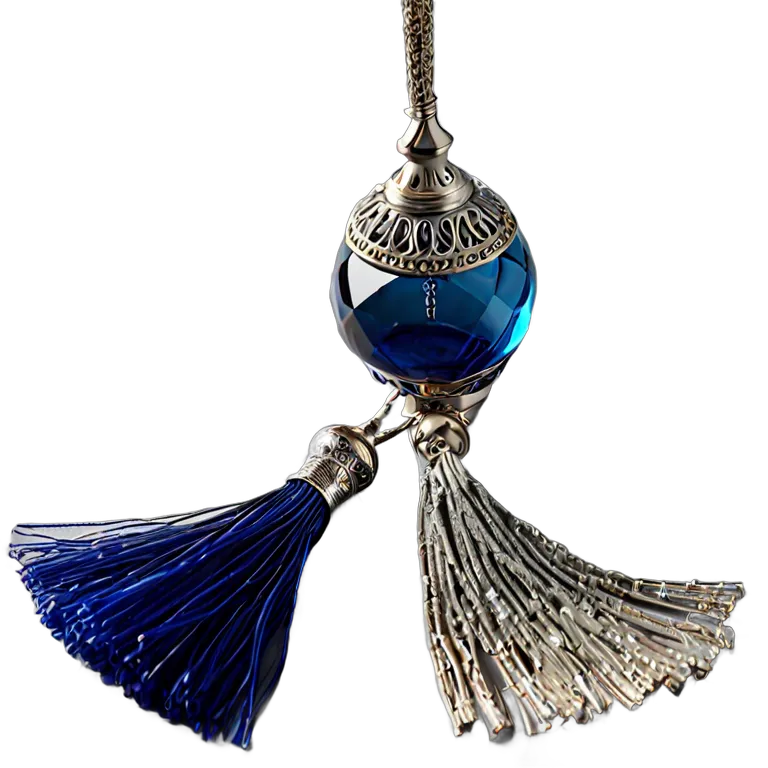 行事 ラマダン モダンなブルーガラスのミスバハとシルバーのタッセル 透過 PNG 画像 フリー素材 #17698