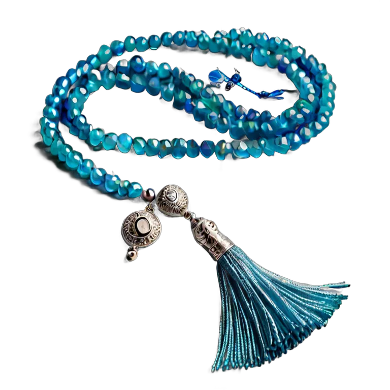 行事 ラマダン モダンなブルーガラスのミスバハとシルバーのタッセル 透過 PNG 画像 フリー素材 #17699