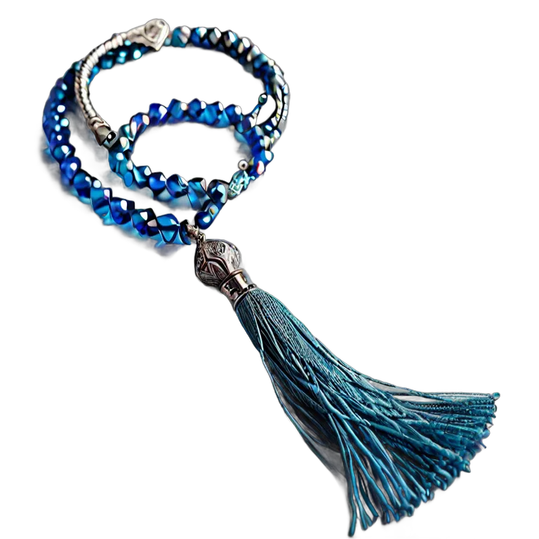 行事 ラマダン モダンなブルーガラスのミスバハとシルバーのタッセル 透過 PNG 画像 フリー素材 #17701