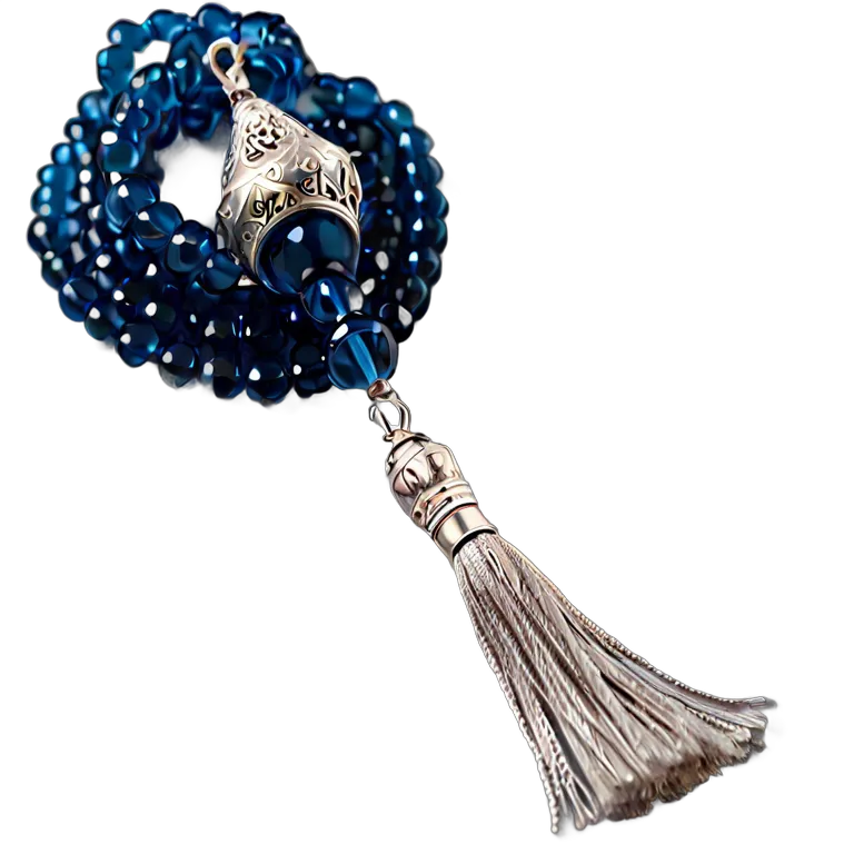 行事 ラマダン モダンなブルーガラスのミスバハとシルバーのタッセル 透過 PNG 画像 フリー素材 #17702