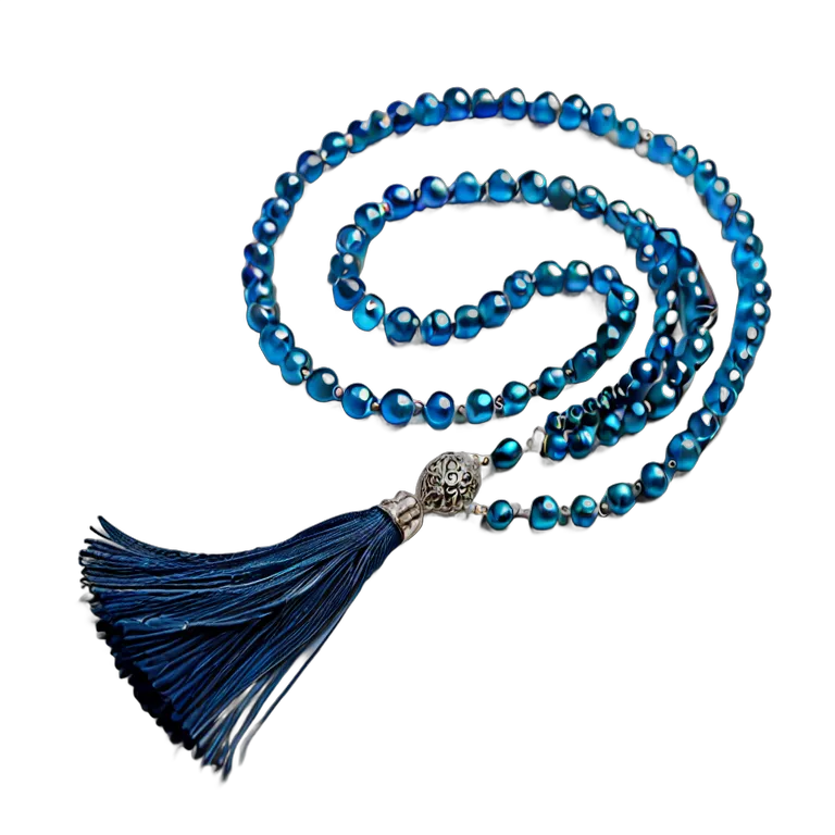 行事 ラマダン モダンなブルーガラスのミスバハとシルバーのタッセル 透過 PNG 画像 フリー素材 #17705