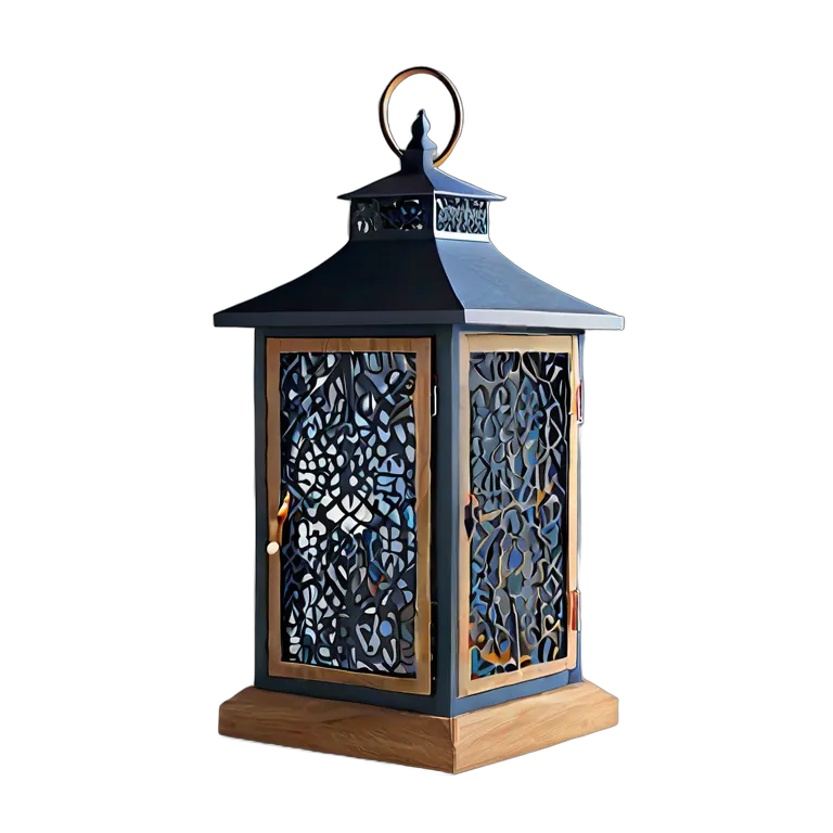 行事 ラマダン マットネイビーのモダンな木と金属のランタン 透過 PNG 画像 フリー素材 #17739