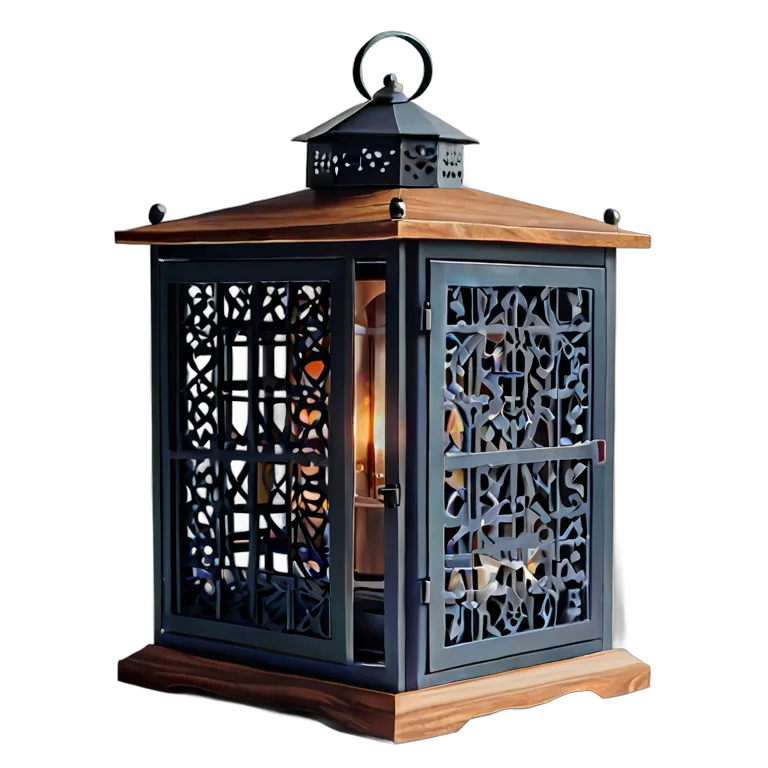 行事 ラマダン マットネイビーのモダンな木と金属のランタン 透過 PNG 画像 フリー素材 #17740
