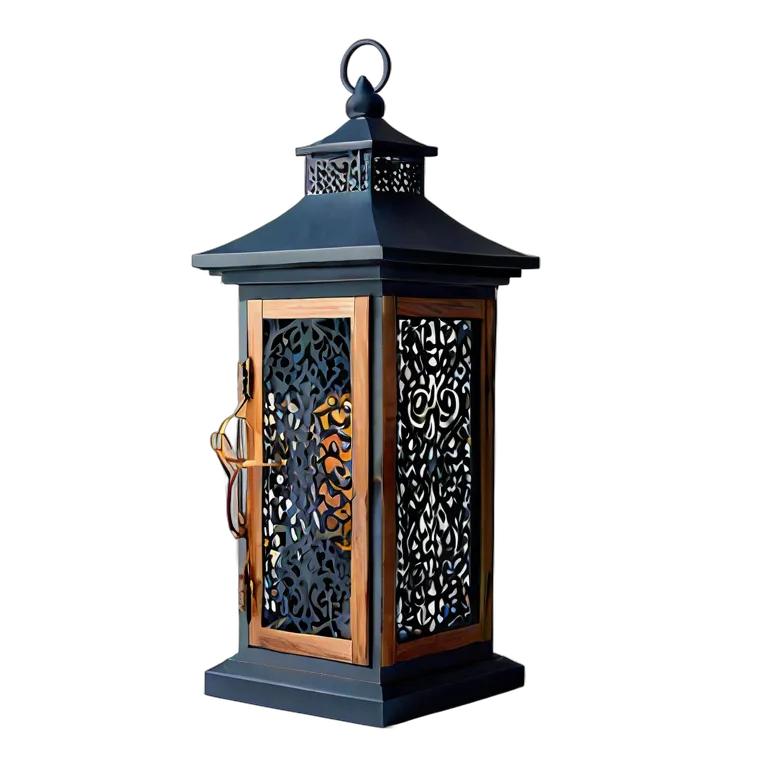 行事 ラマダン マットネイビーのモダンな木と金属のランタン 透過 PNG 画像 フリー素材 #17742