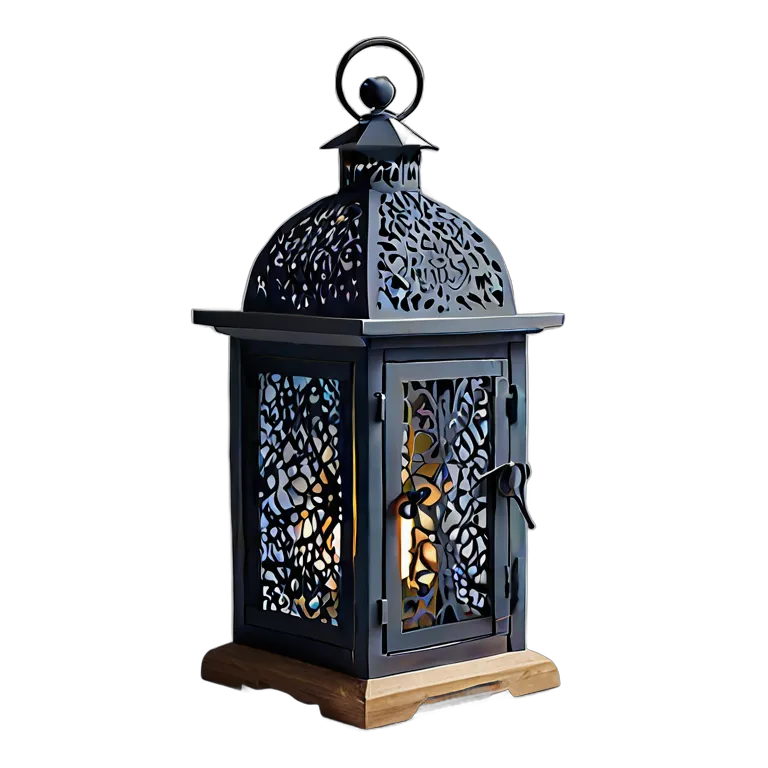 行事 ラマダン マットネイビーのモダンな木と金属のランタン 透過 PNG 画像 フリー素材 #17743
