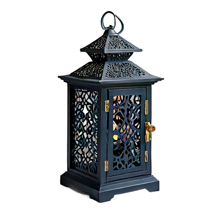行事 ラマダン マットネイビーのモダンな木と金属のランタン 透過 PNG 画像 フリー素材 #17746