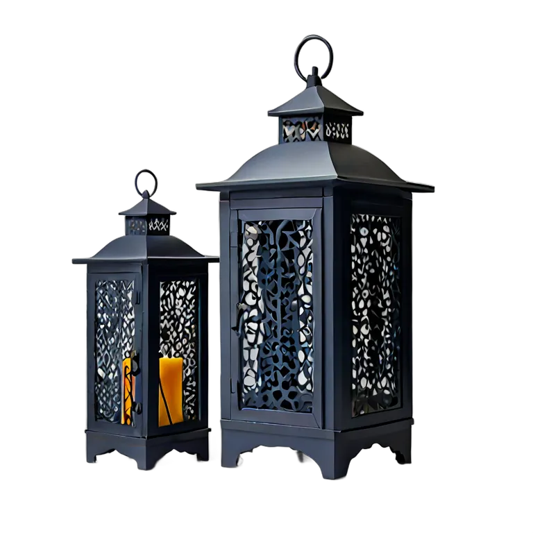 行事 ラマダン マットネイビーのモダンな木と金属のランタン 透過 PNG 画像 フリー素材 #17747