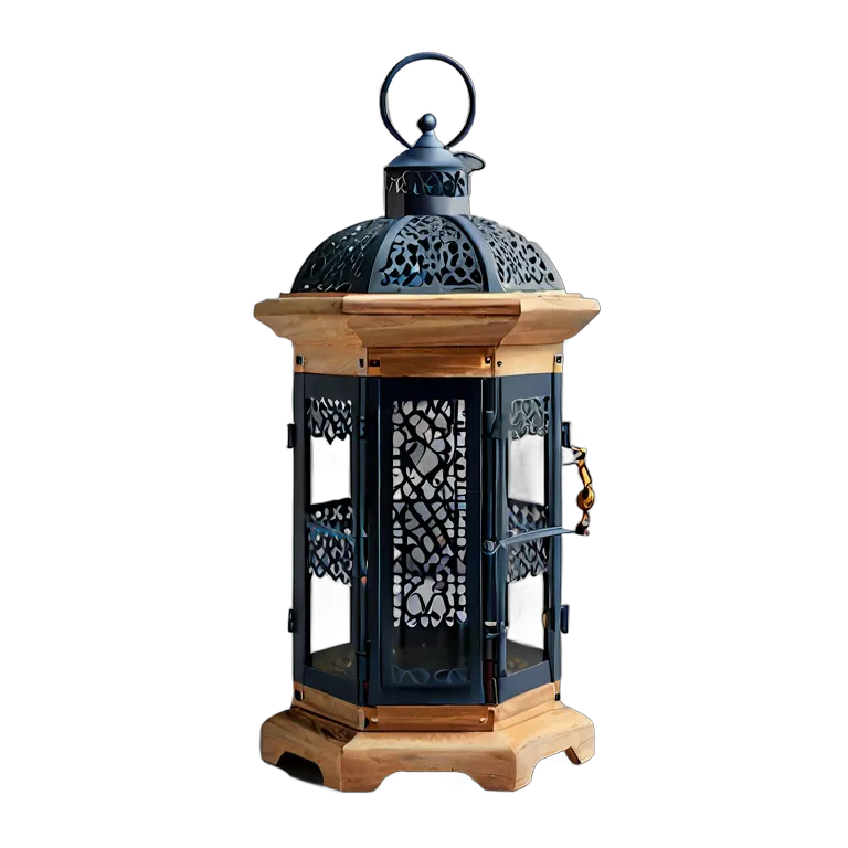 行事 ラマダン マットネイビーのモダンな木と金属のランタン 透過 PNG 画像 フリー素材 #17748