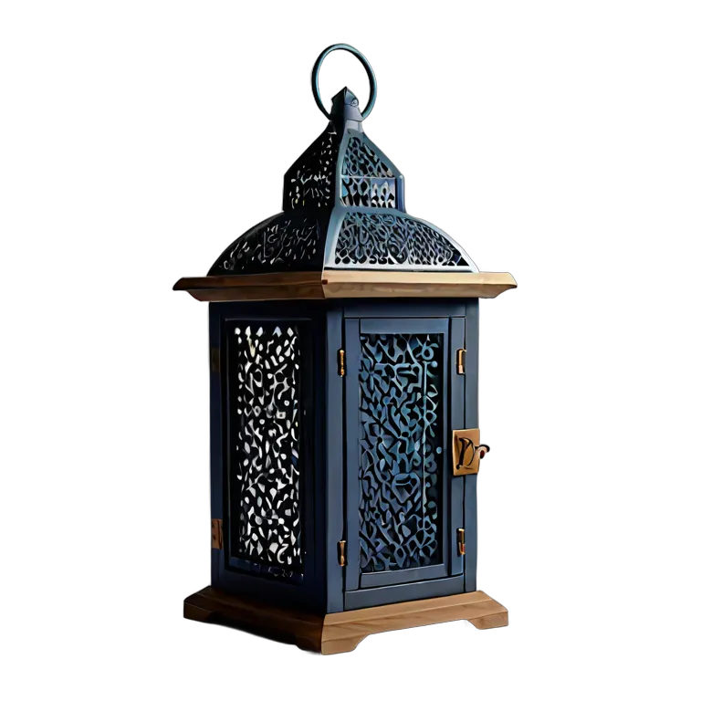 行事 ラマダン マットネイビーのモダンな木と金属のランタン 透過 PNG 画像 フリー素材 #17750