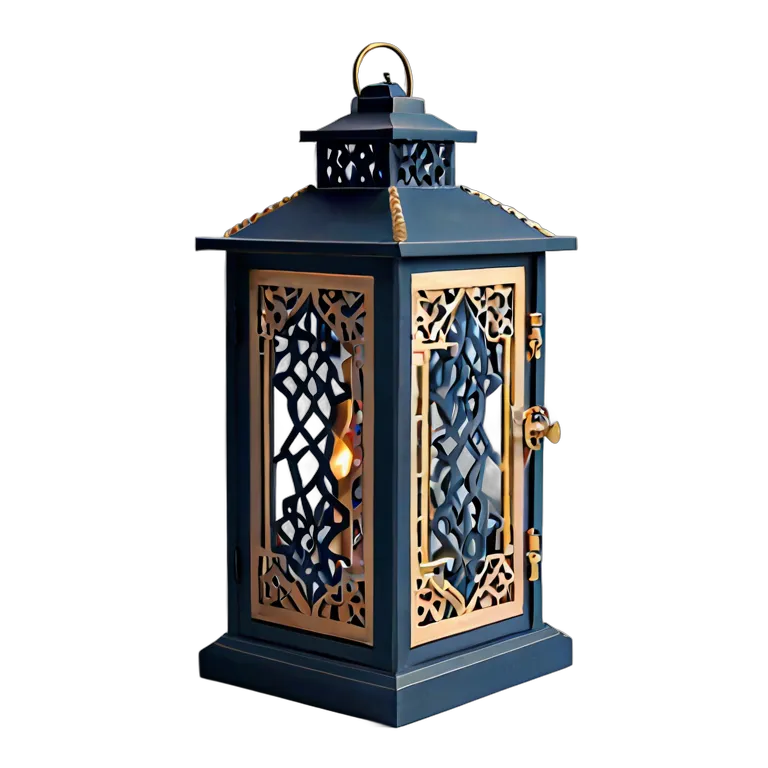 行事 ラマダン マットネイビーのモダンな木と金属のランタン 透過 PNG 画像 フリー素材 #17753