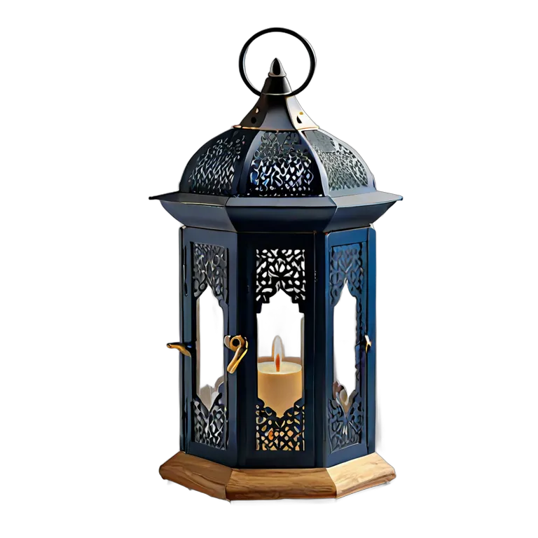 行事 ラマダン マットネイビーのモダンな木と金属のランタン 透過 PNG 画像 フリー素材 #17755