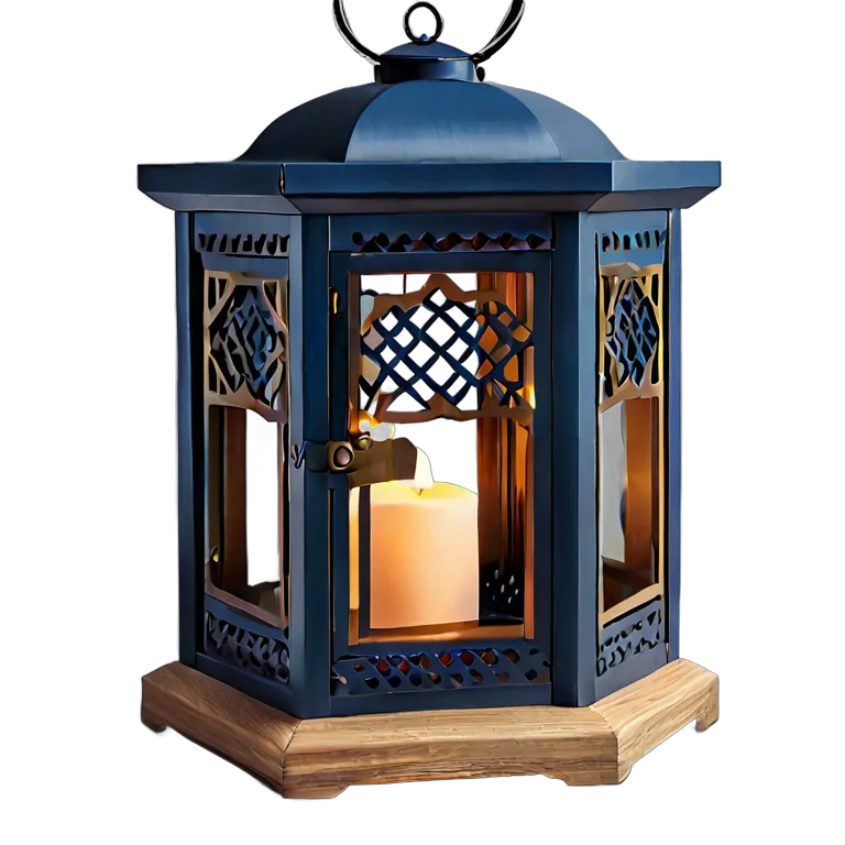 行事 ラマダン マットネイビーのモダンな木と金属のランタン 透過 PNG 画像 フリー素材 #17757