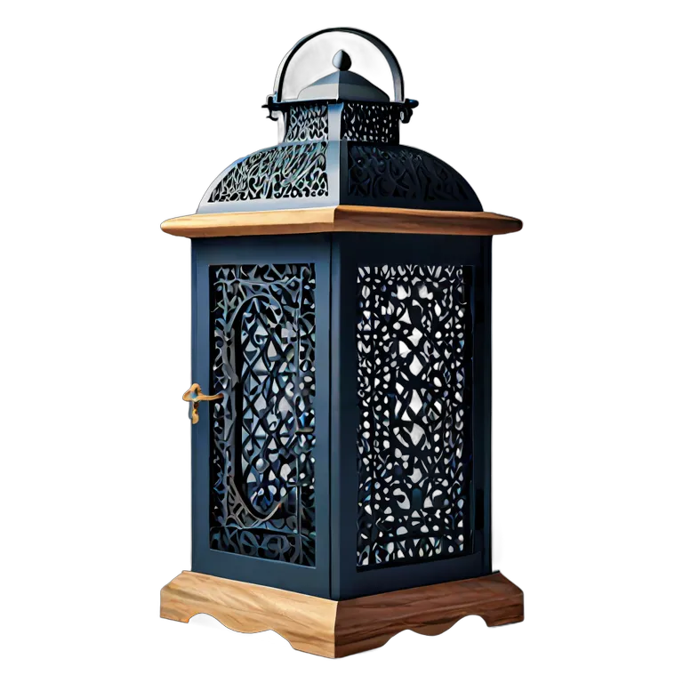 行事 ラマダン マットネイビーのモダンな木と金属のランタン 透過 PNG 画像 フリー素材 #17758