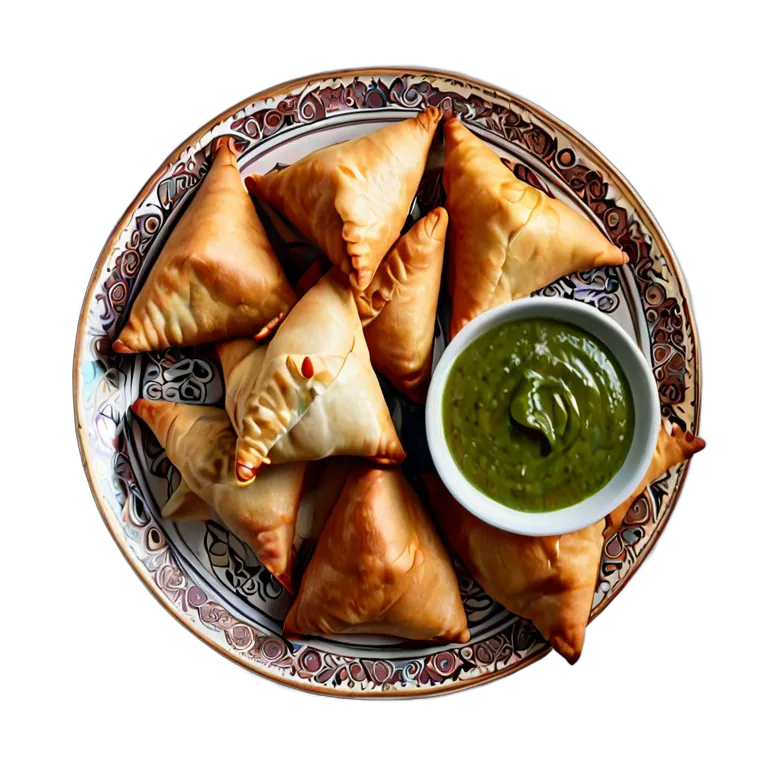 行事 ラマダン ミントチャツネを添えたサモサのプレート 透過 PNG 画像 フリー素材 #17712