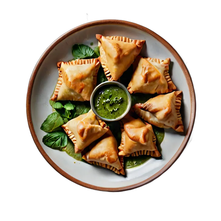 行事 ラマダン ミントチャツネを添えたサモサのプレート 透過 PNG 画像 フリー素材 #17713