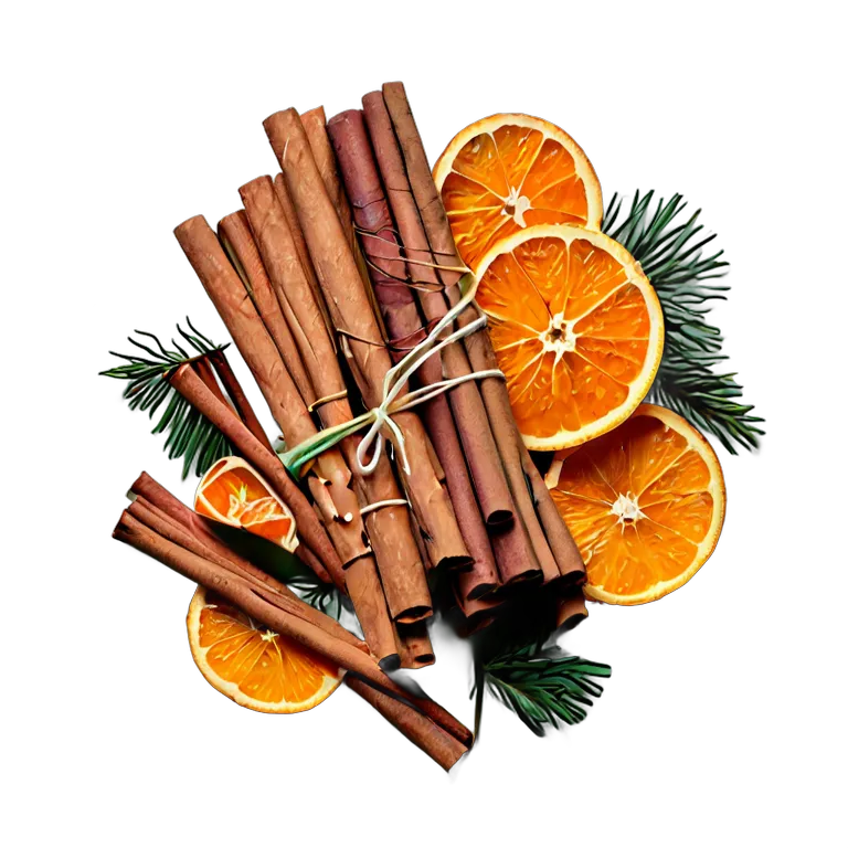 行事 イード シナモンスティックとドライオレンジの束 透過 PNG 画像 フリー素材 #27433