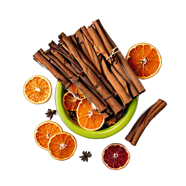 行事 イード シナモンスティックとドライオレンジの束 透過 PNG 画像 フリー素材 #27434
