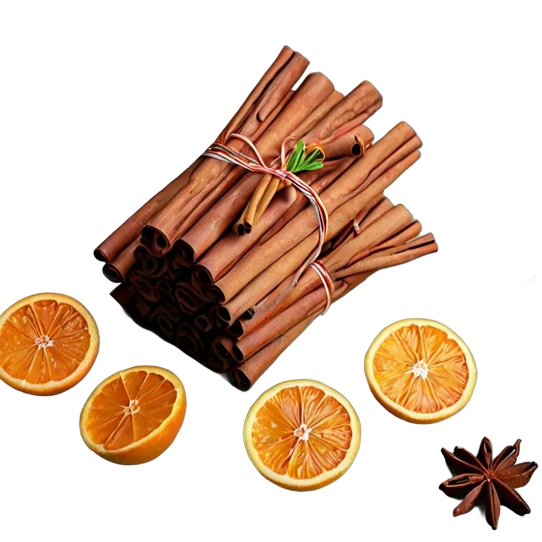 行事 イード シナモンスティックとドライオレンジの束 透過 PNG 画像 フリー素材 #27436