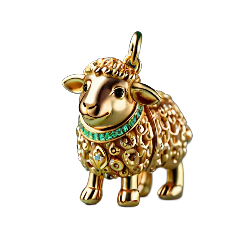 行事 イード 装飾的な金の羊のチャーム 透過 PNG 画像 フリー素材 #27413