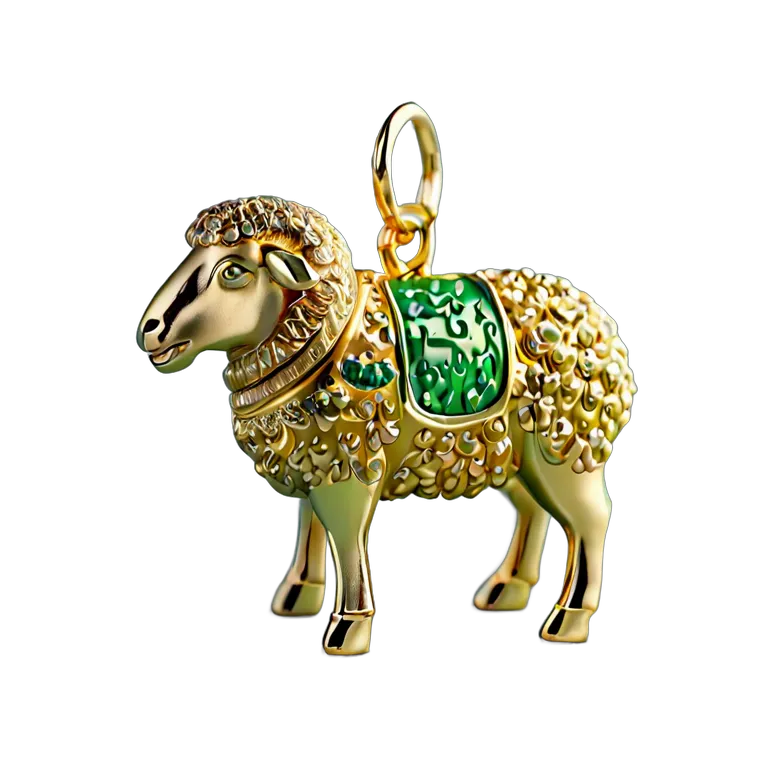 行事 イード 装飾的な金の羊のチャーム 透過 PNG 画像 フリー素材 #27415