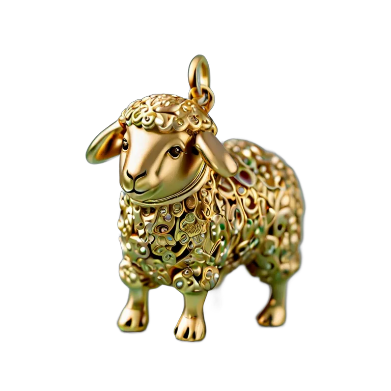 行事 イード 装飾的な金の羊のチャーム 透過 PNG 画像 フリー素材 #27417