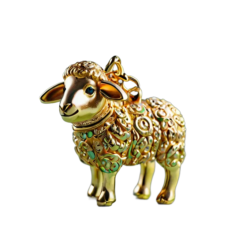行事 イード 装飾的な金の羊のチャーム 透過 PNG 画像 フリー素材 #27419