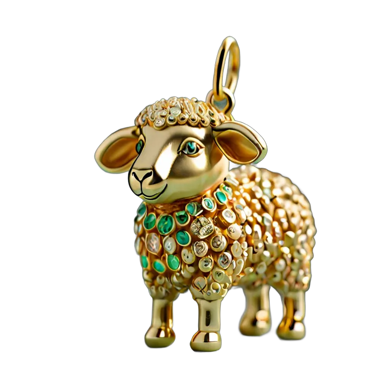 行事 イード 装飾的な金の羊のチャーム 透過 PNG 画像 フリー素材 #27420