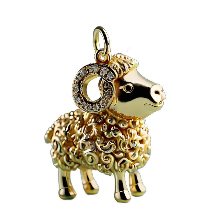 行事 イード 装飾的な金の羊のチャーム 透過 PNG 画像 フリー素材 #27424