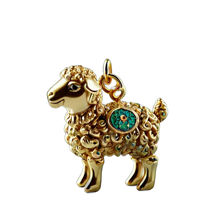 行事 イード 装飾的な金の羊のチャーム 透過 PNG 画像 フリー素材 #27425