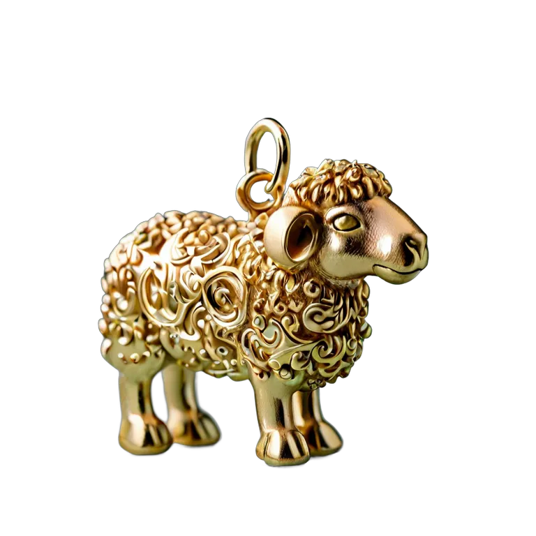 行事 イード 装飾的な金の羊のチャーム 透過 PNG 画像 フリー素材 #27426