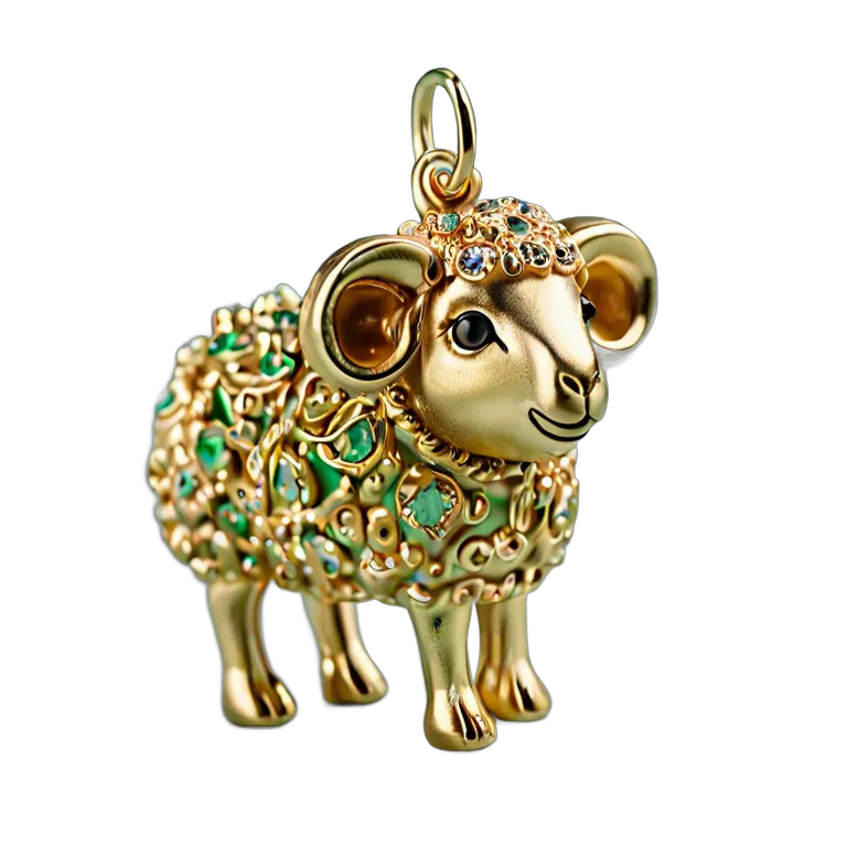 行事 イード 装飾的な金の羊のチャーム 透過 PNG 画像 フリー素材 #27427