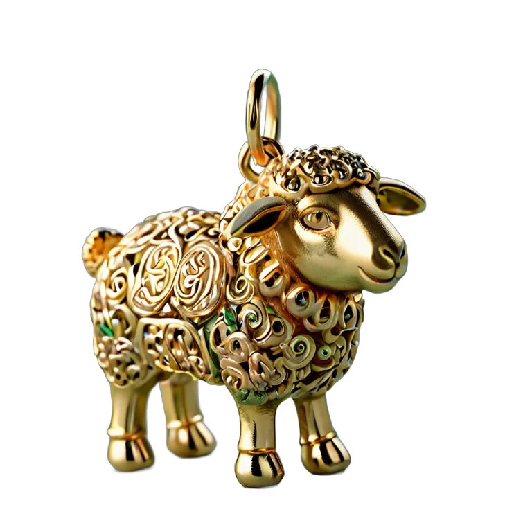 行事 イード 装飾的な金の羊のチャーム 透過 PNG 画像 フリー素材 #27429